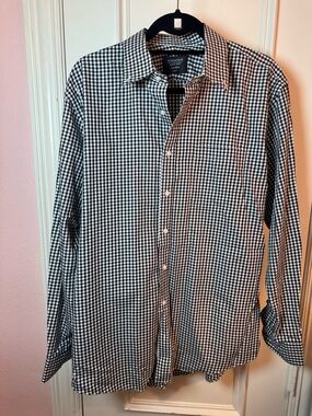 Nordstrom Men's Black & White Micro Gingham Button-Down Shirt